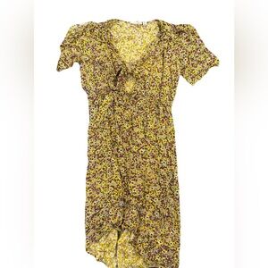 RD Style Womens Short Sleeve Yellow Floral Flowy Dress